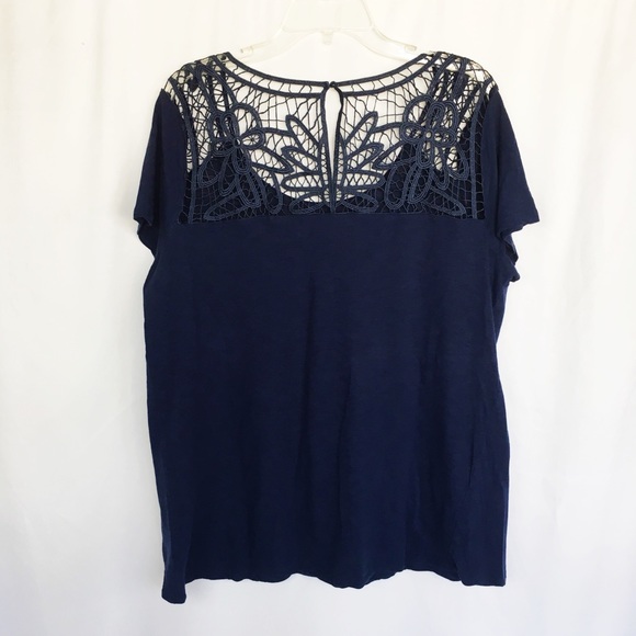 Torrid navy blue lace detail t-shirt size 1 - Picture 2 of 7